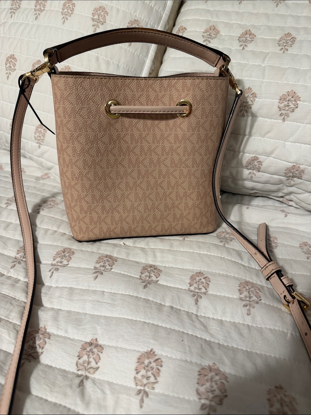 Michael Kors Pink Logo Drawstring Crossbody Bag - Picture 5 of 5